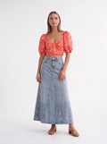 Coral Floral Puff Sleeve Crop Top - Luxury women's fashion by Lioness Walk
