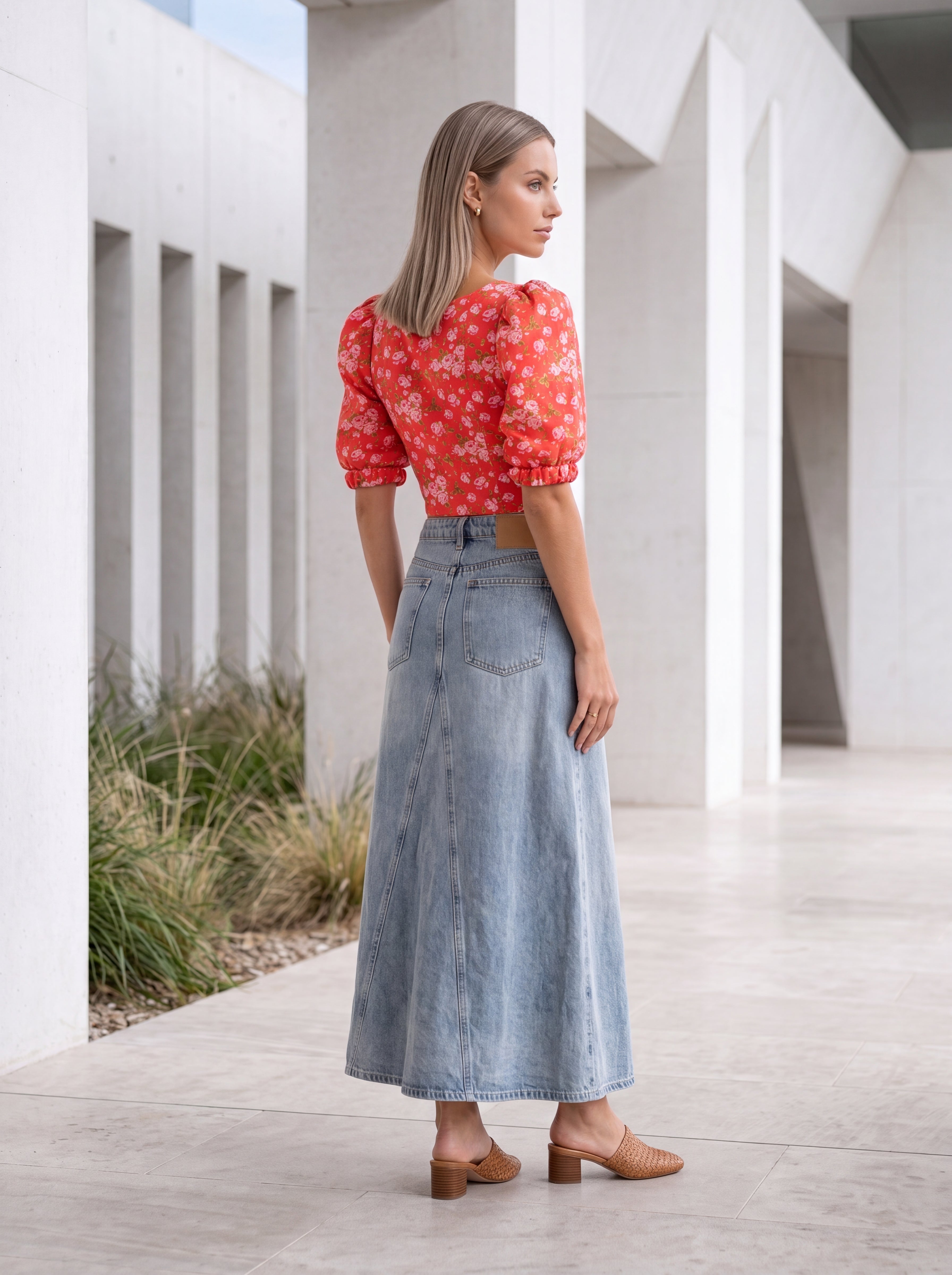 Coral Floral Puff Sleeve Crop Top - Luxury women's fashion by Lioness Walk