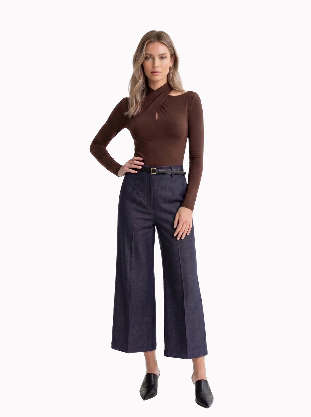 Cross-Neck Long Sleeve Top - Luxury women's fashion by Lioness Walk