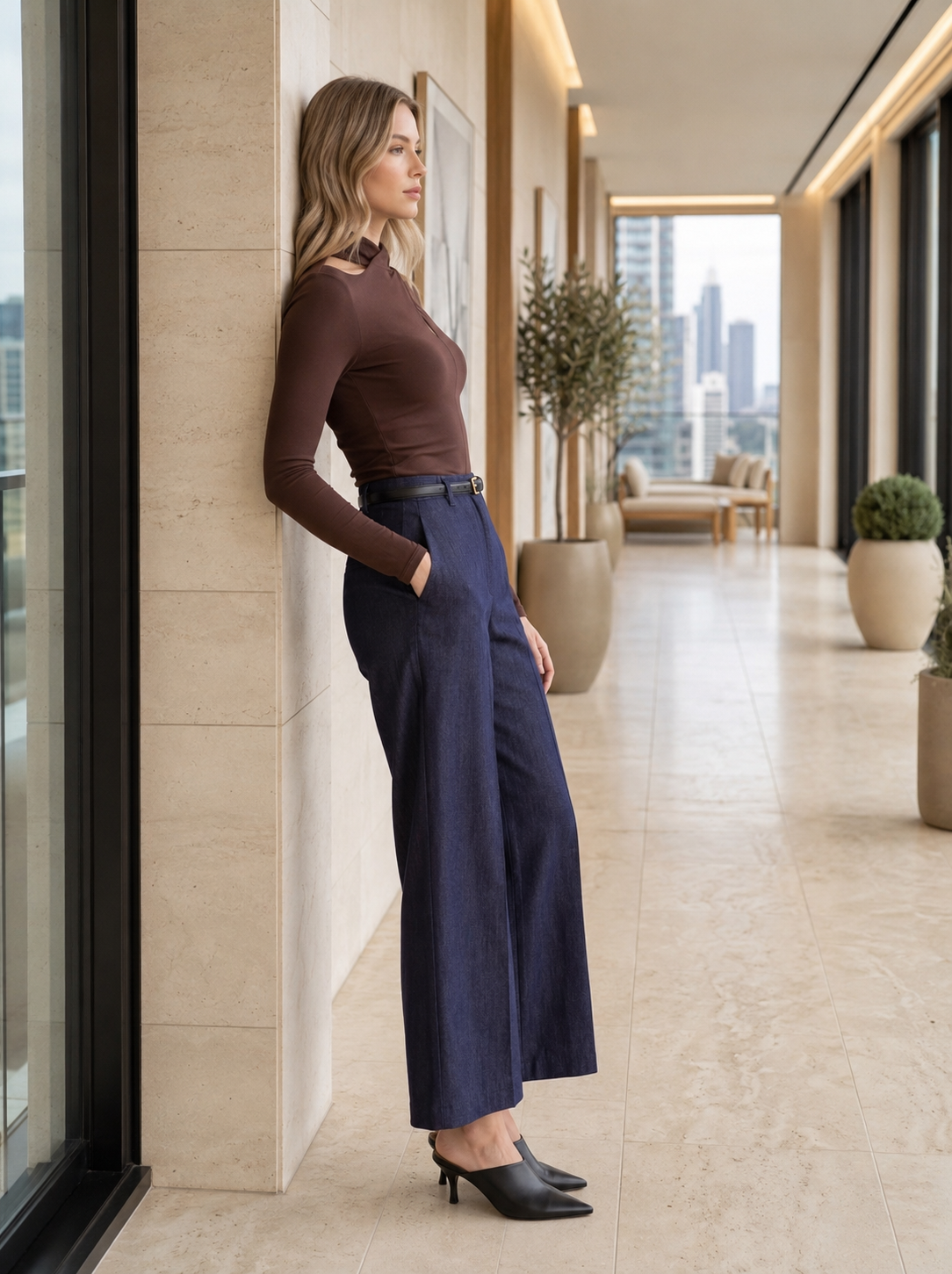 Cross-Neck Long Sleeve Top - Luxury women's fashion by Lioness Walk