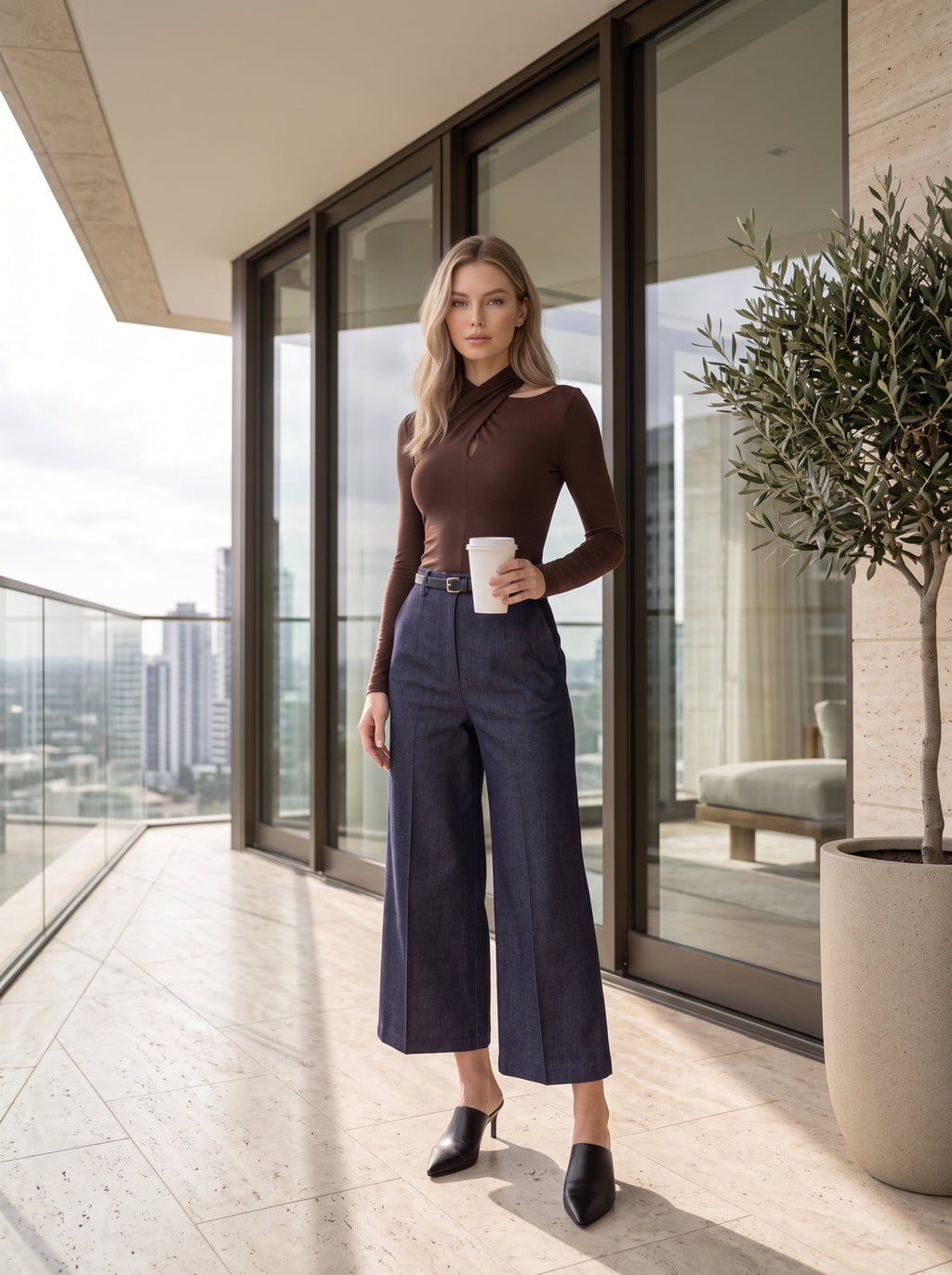 Cross-Neck Long Sleeve Top - Luxury women's fashion by Lioness Walk