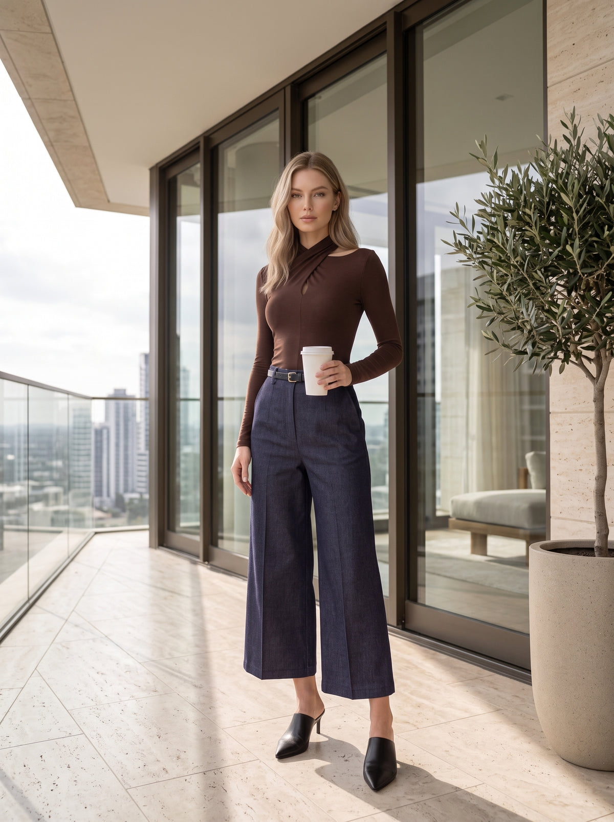Cross-Neck Long Sleeve Top - Luxury women's fashion by Lioness Walk