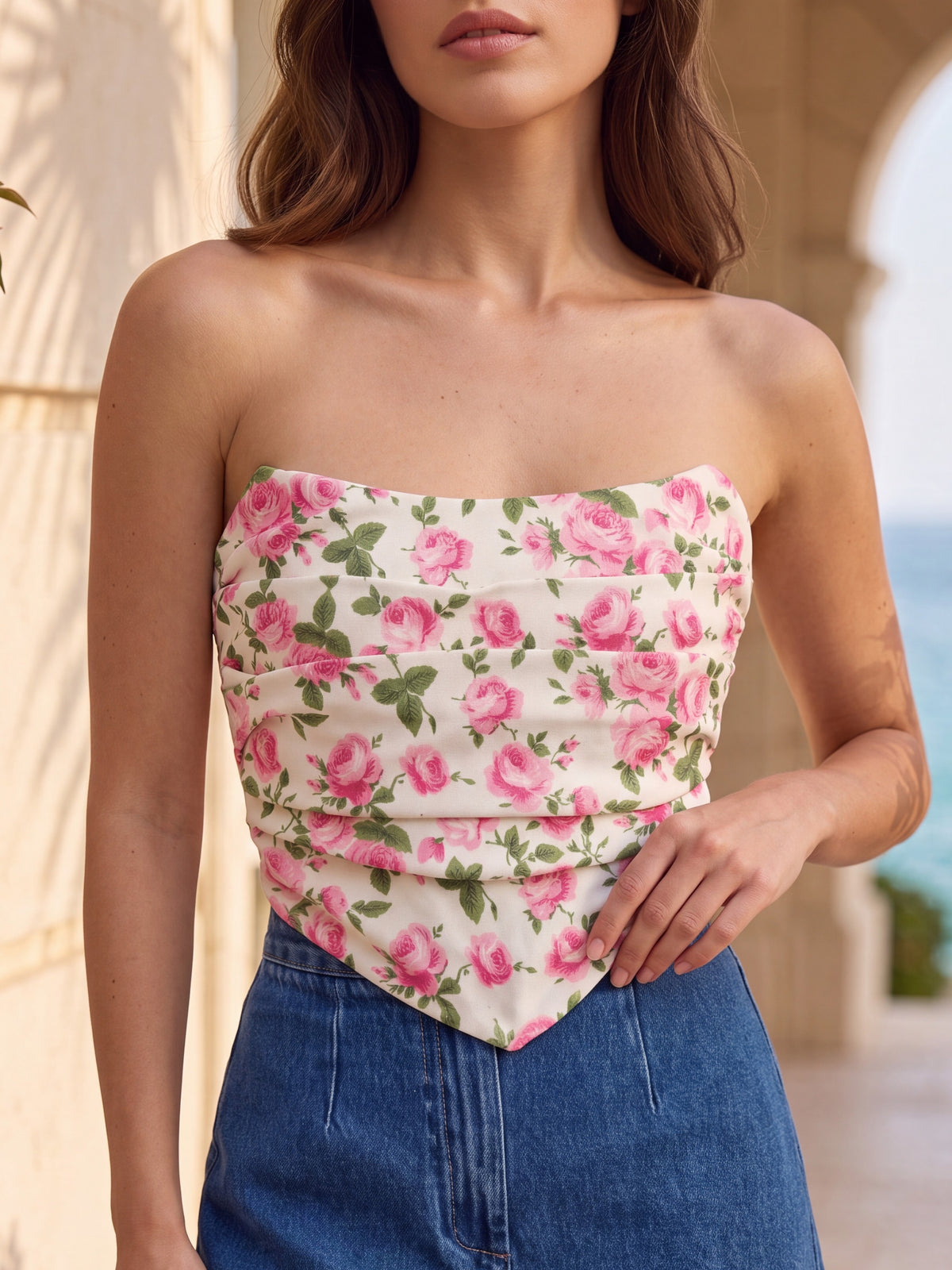 Floral Strapless Corset Top - Luxury women's fashion by Lioness Walk
