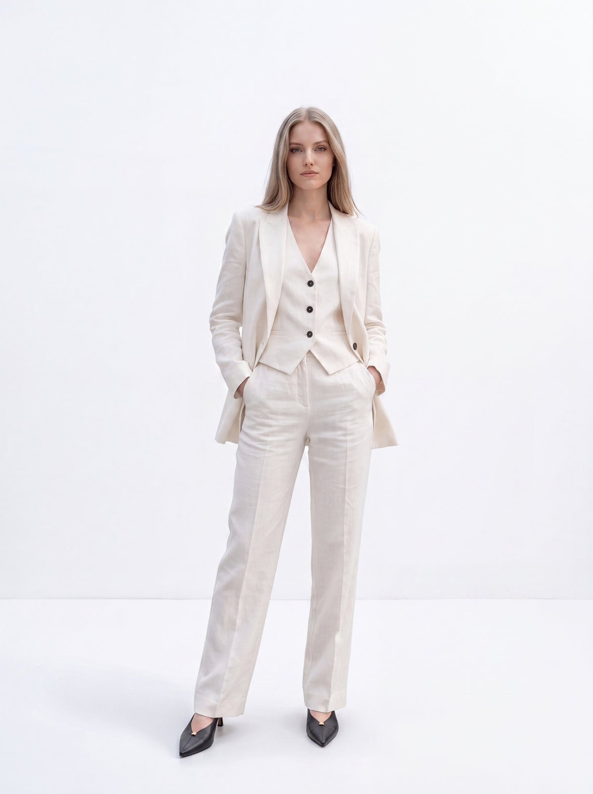 Ivory Tailored Waistcoat - Luxury women's fashion by Lioness Walk