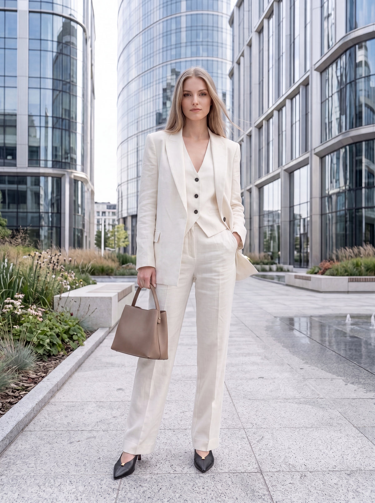 Ivory Tailored Waistcoat - Luxury women's fashion by Lioness Walk