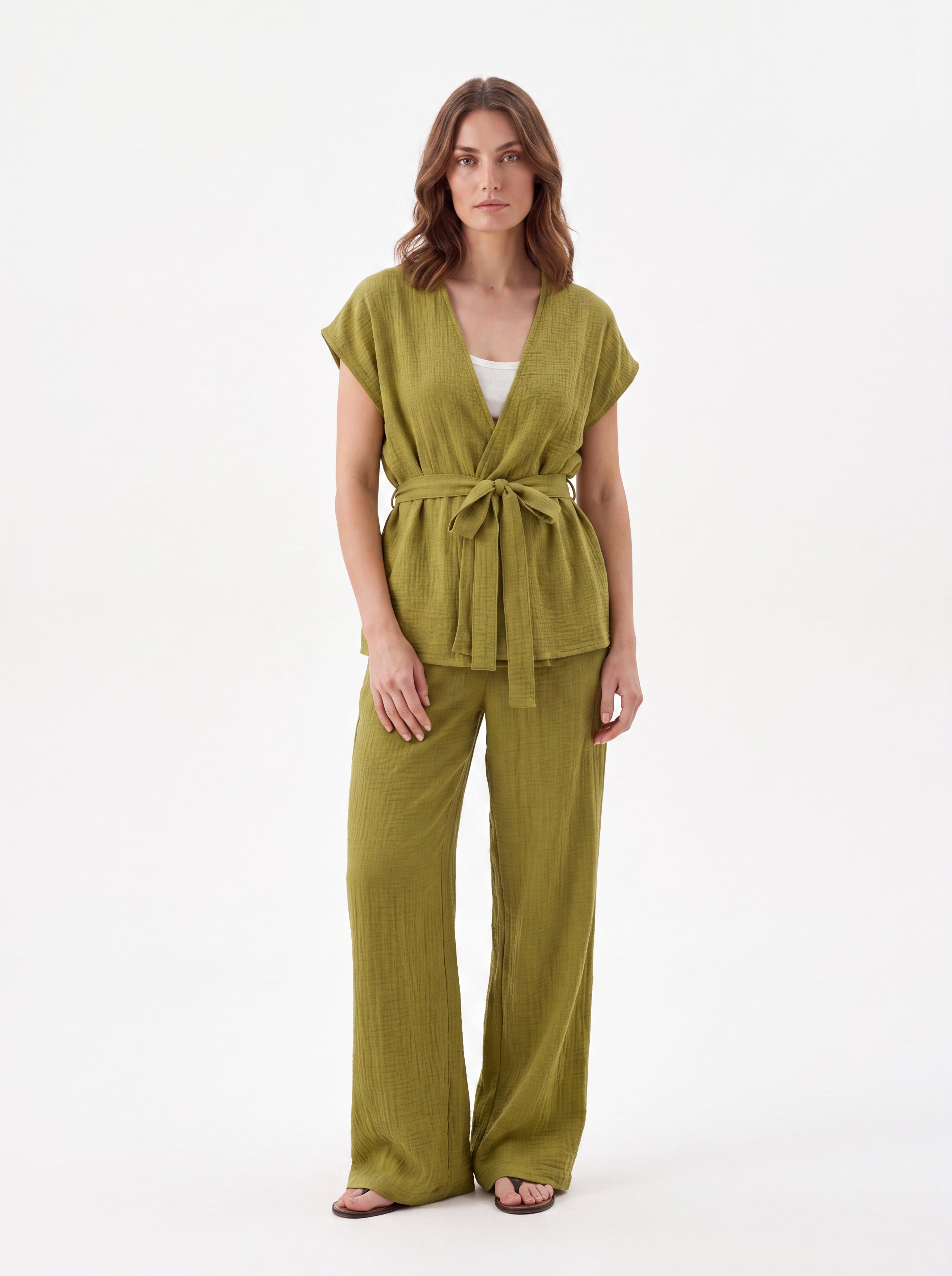 Olive Green Wrap Top - Luxury women's fashion by Lioness Walk