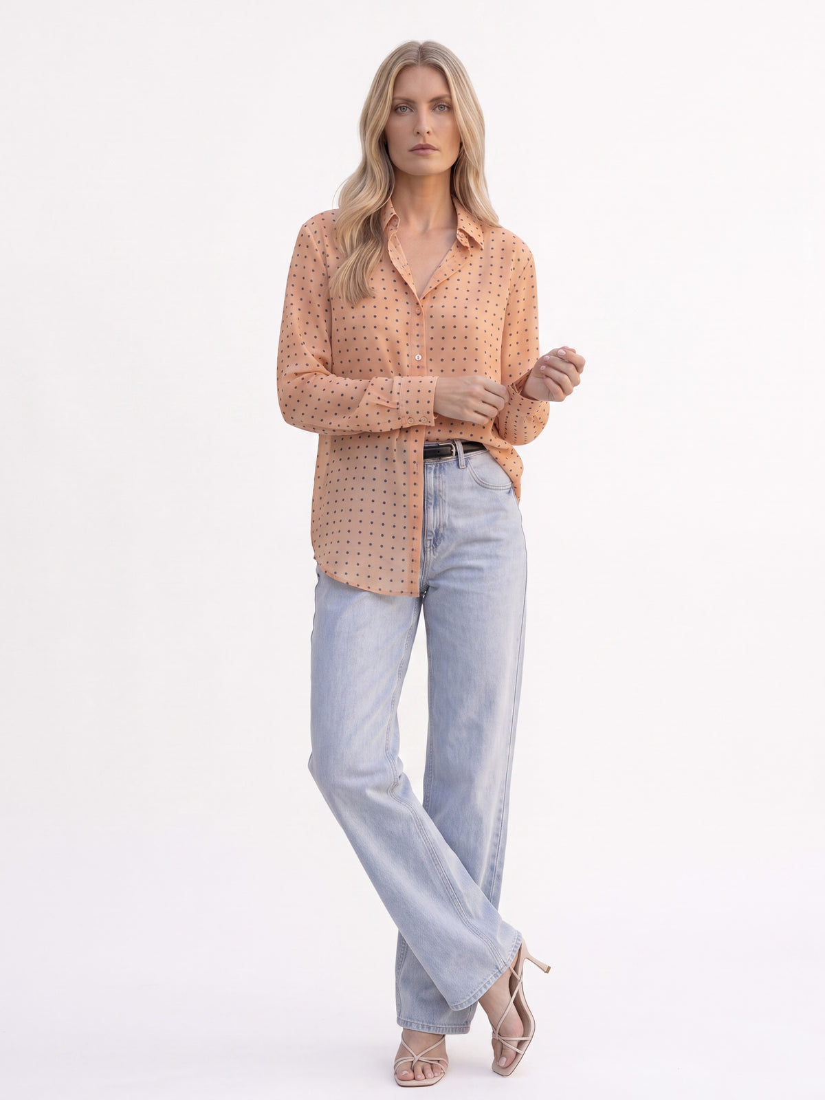 Peach Polka Dot Shirt - Luxury women's fashion by Lioness Walk