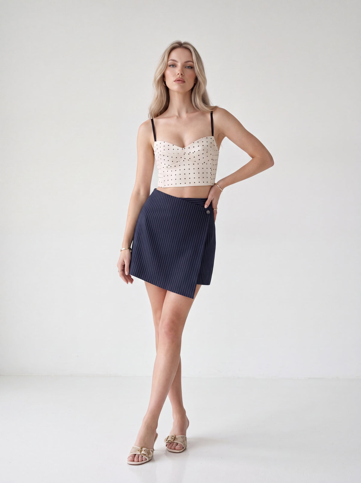 Polka Dot Bustier Crop Top - Luxury women's fashion by Lioness Walk