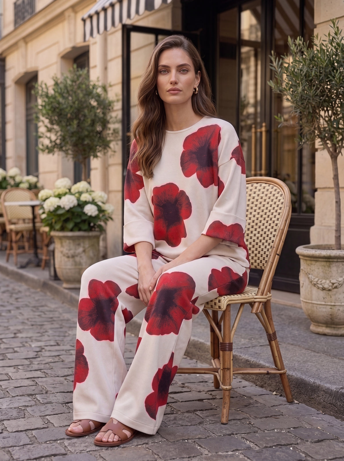 Printed Top & Wide-Leg Trouser Pair - Luxury women's fashion by Lioness Walk
