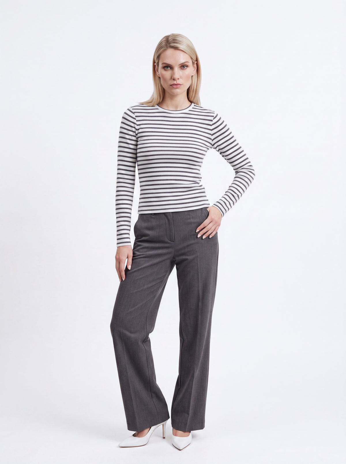 White & Black Striped Long Sleeve Knit Top - Luxury women's fashion by Lioness Walk