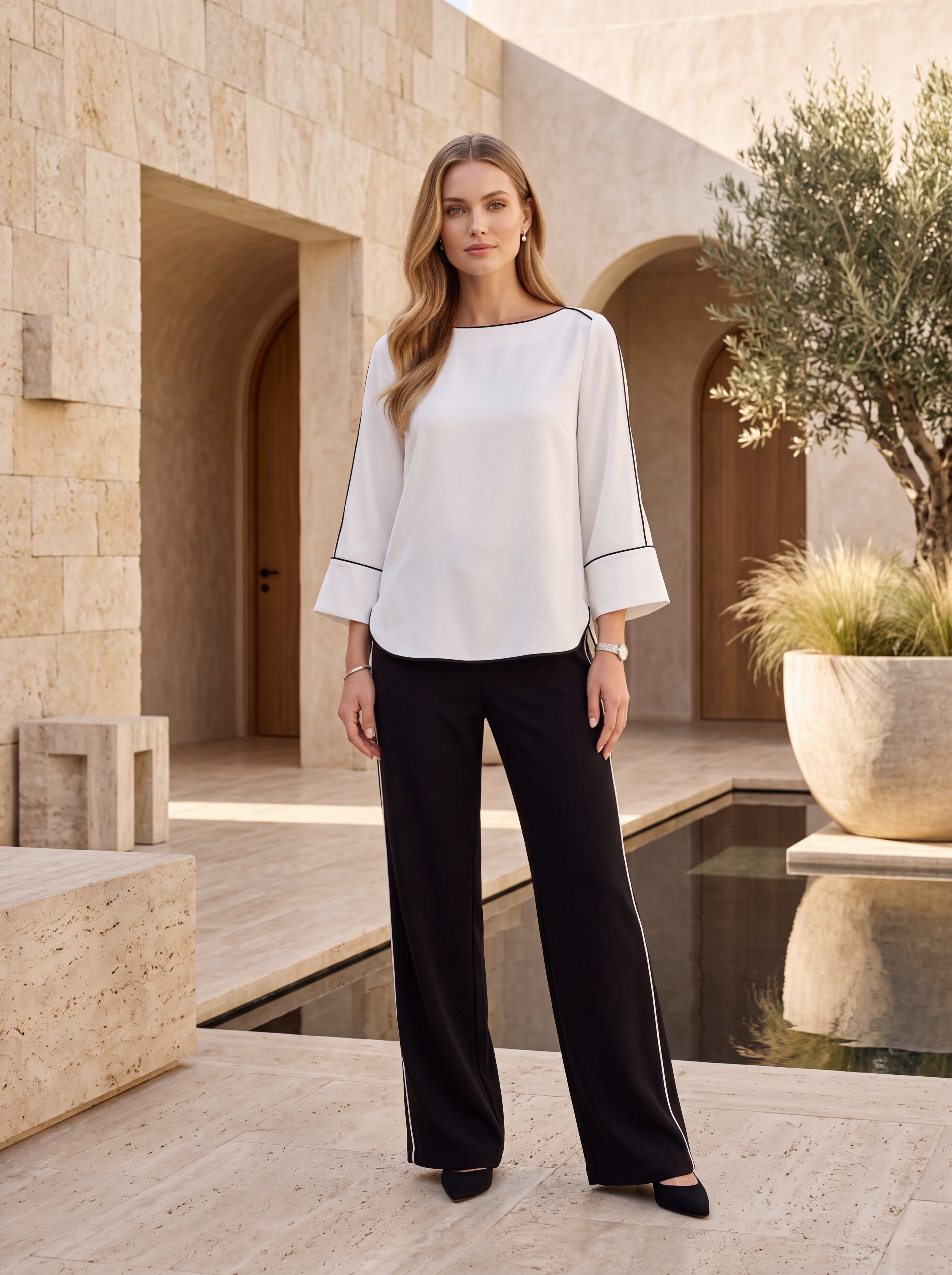 White Contrast Trim Top - Luxury women's fashion by Lioness Walk