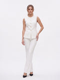 White Sleeveless Tailored Button Top - Luxury women's fashion by Lioness Walk
